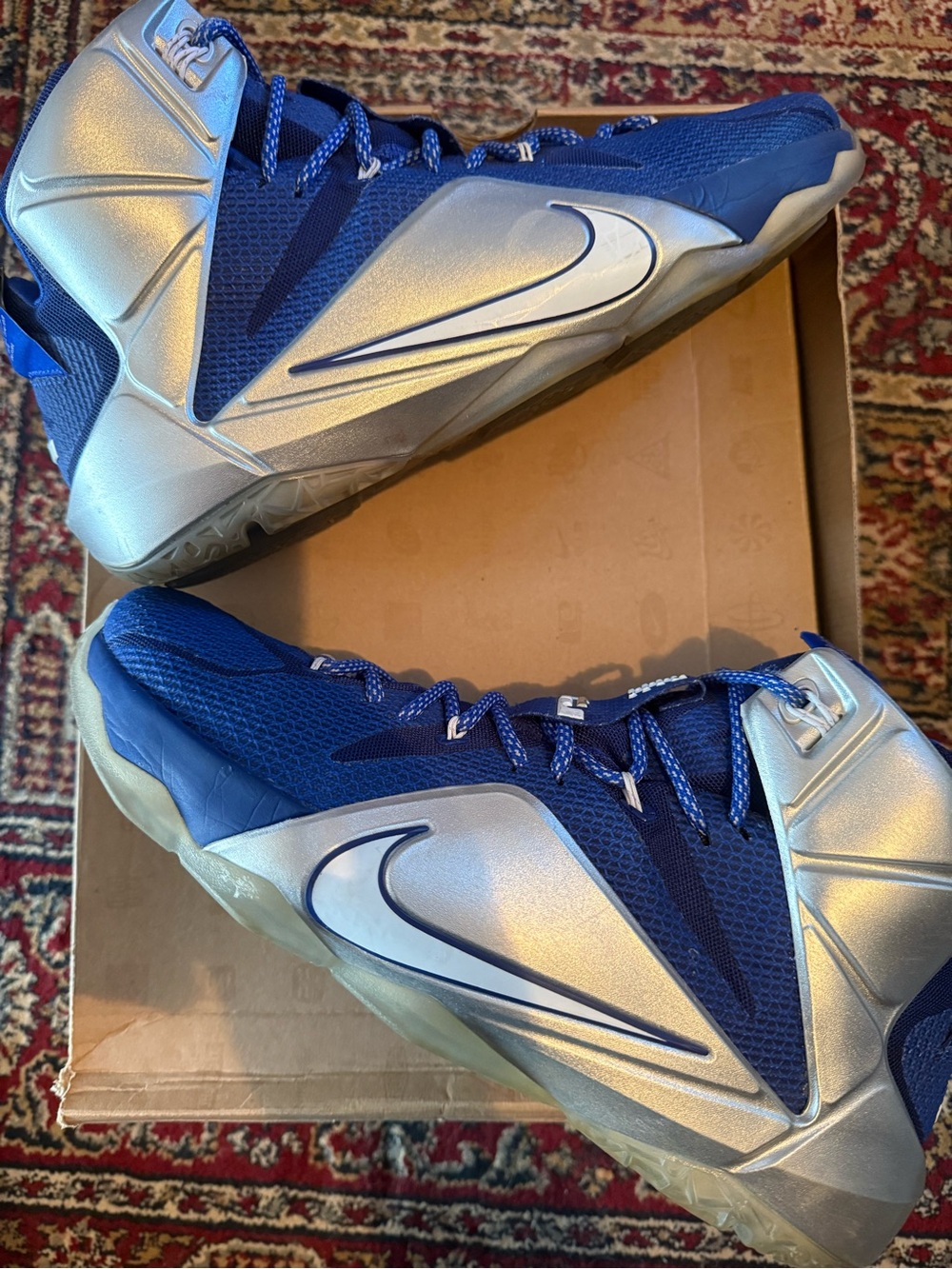 Nike LeBron 12 What If - Men’s Blue & Silver High-Top Basketball Sneakers